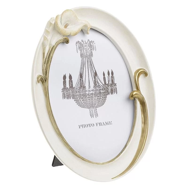 Rama foto Flower White Gold din rasina 13 cm x 18 cm