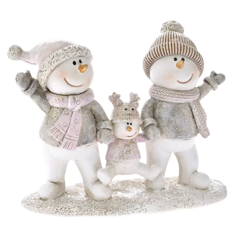 Figurina Snowman Family 13 x 10 cm