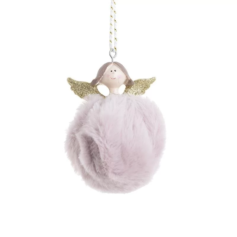 Set 6 ornamente brad Fluffy Pink Angel