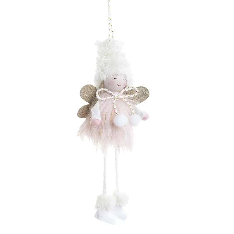 Set 6 ornamente brad Angel Pink White 26 cm Set 6 ornamente brad Angel Pink White 26 cm