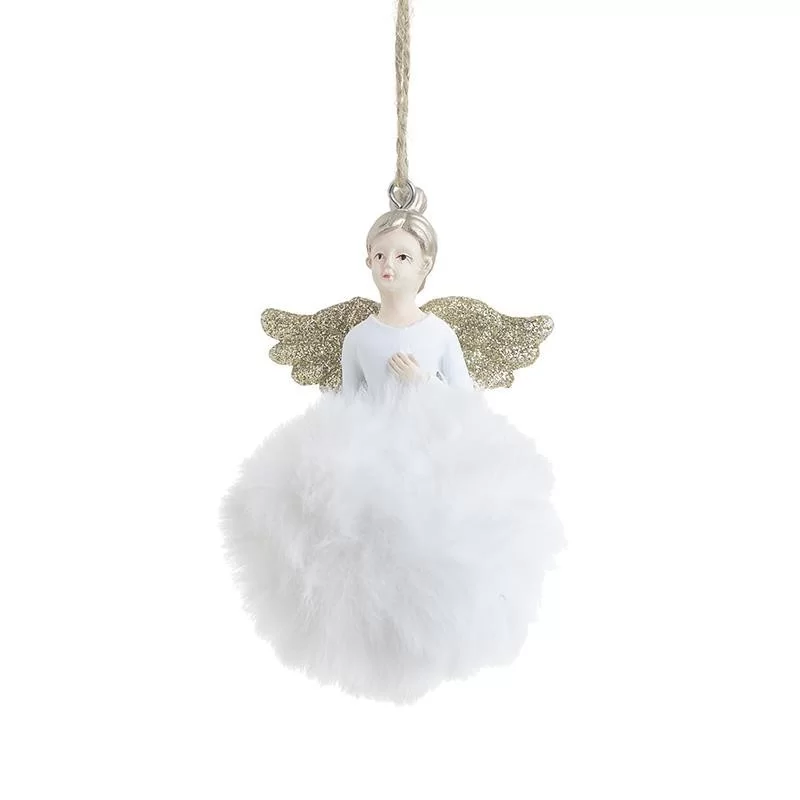 Set 6 ornamente brad Angel White 10 cm Set 6 ornamente brad Angel White 10 cm