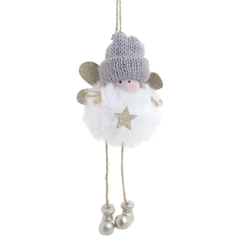 Set 6 ornamente brad Fluffy White Grey 28 cm Set 6 ornamente brad Fluffy White Grey 28 cm