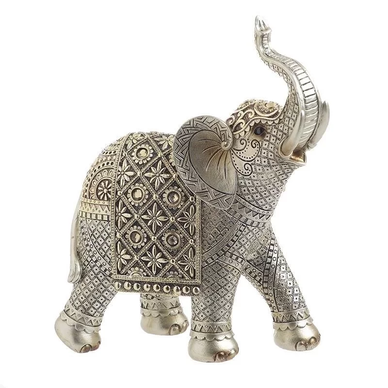 Elefant decor din rasina Silver Gold 22cm x 10cm x 25cm - 1