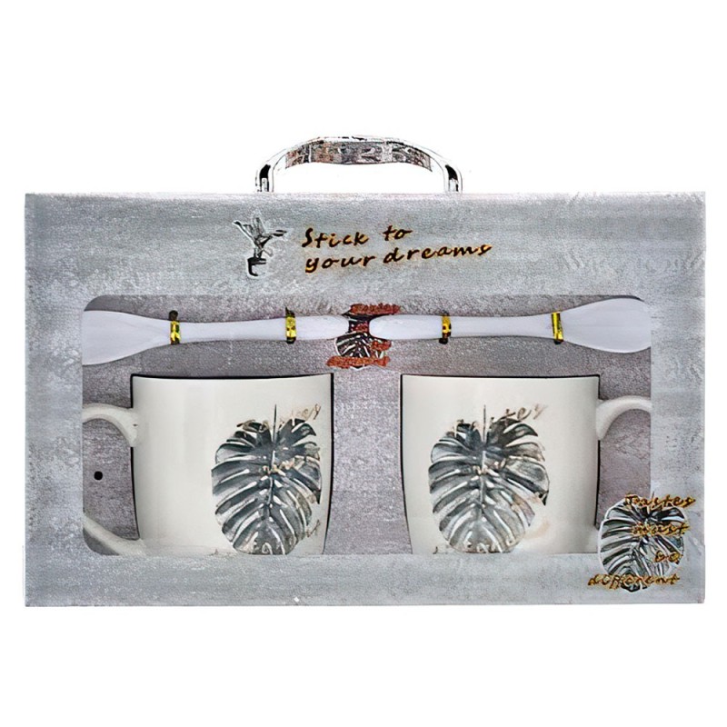 Set 2 cani cu lingurita si capac din ceramica Tastes must be different - Romantic Home