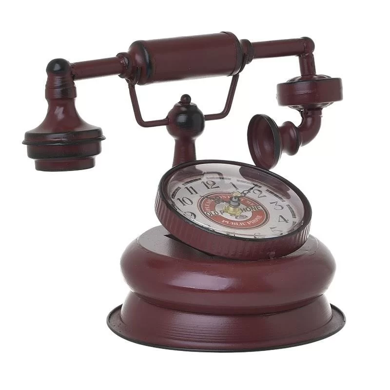 Ceas de birou Antique Telephone Burgundy 21 x 21 cm