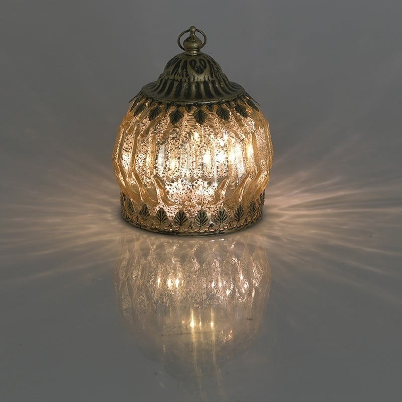 Felinar decor cu LED Golden 12 cm x 16 cm - Romantic Home Felinar decor cu LED Golden 12 cm x 16 cm - Romantic Home