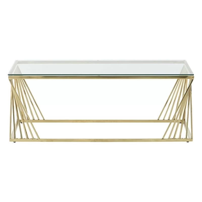 Masuta de cafea din metal si sticla Golden 120cm x 60cm x 45cm