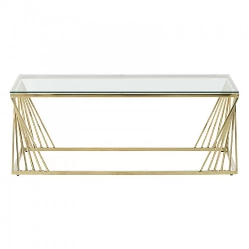 Masuta de cafea din metal si sticla Golden 120cm x 60cm x 45cm