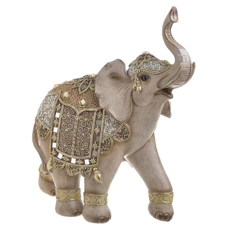 Elefant Golden Beige din rasina 36 cm x 12 cm x 30 cm