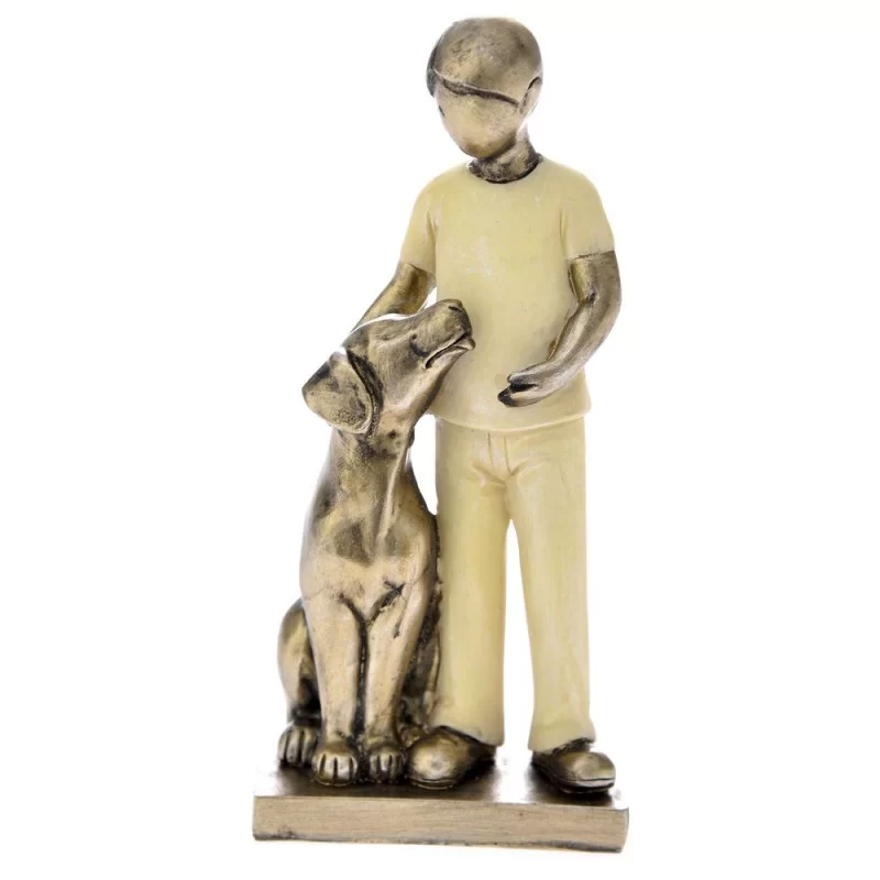 Figurina din rasina Boy with Dog 7 cm x 16 cm