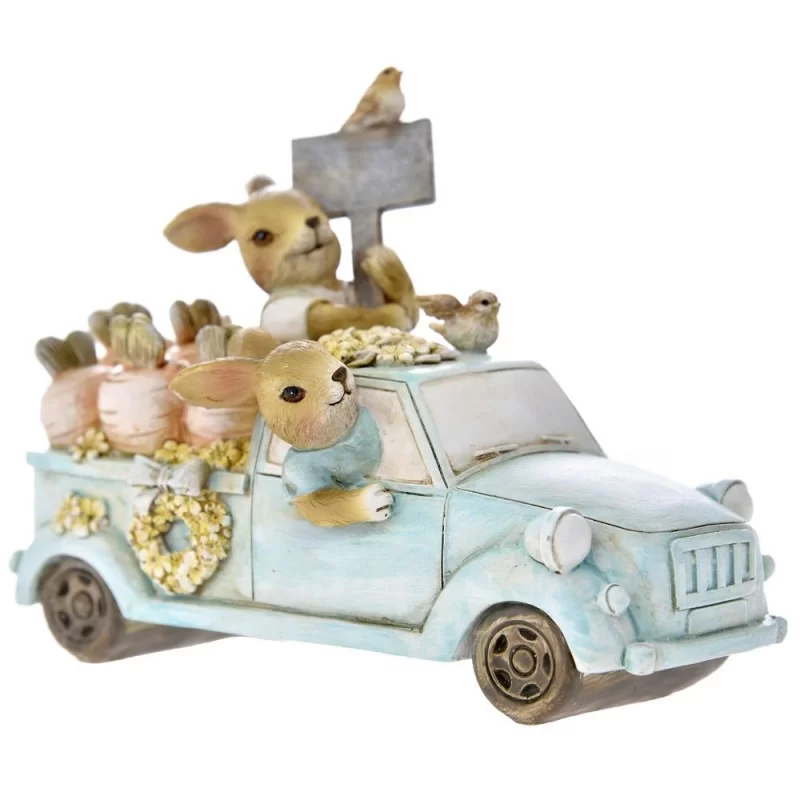 Figurina din rasina Car with Rabbits din rasina 16 cm x 13 cm - 1