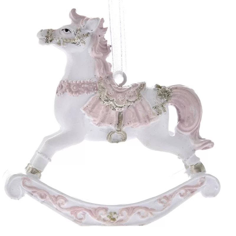 Set 2 ornamente brad din rasina Rocking Horse 8 cm x 8 cm