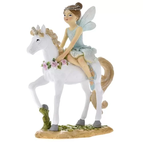 Figurina Fairy on Unicorn din rasina 11 cm x 14 cm - 1