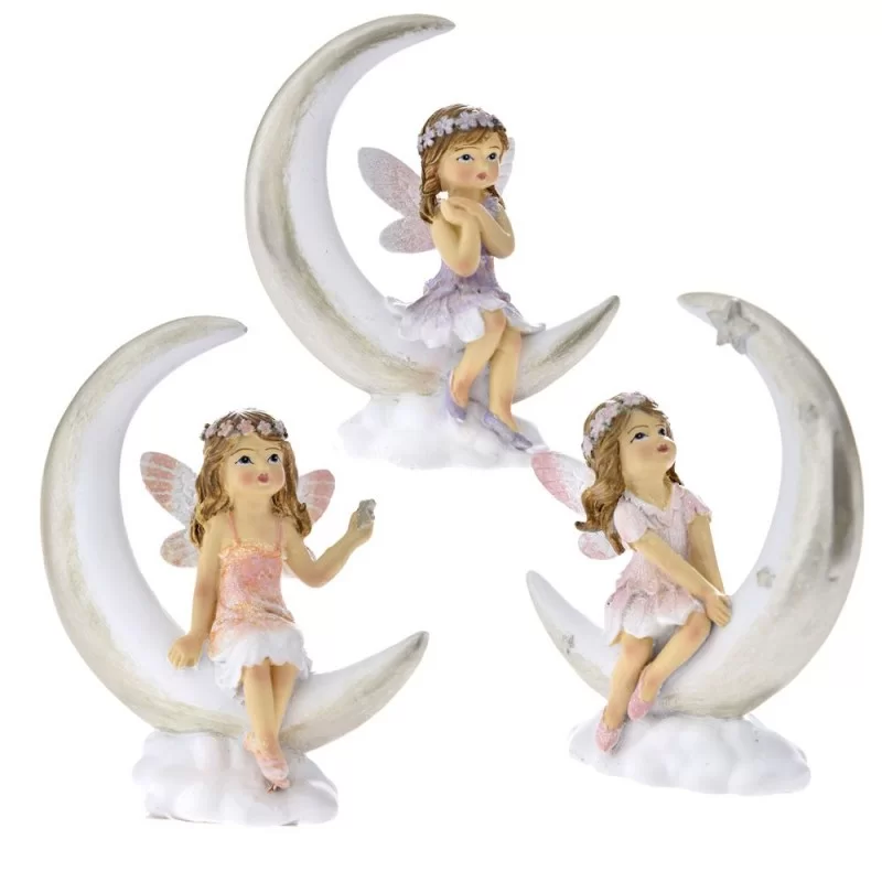 Set 3 figurine Fairiy on Moon 9 cm x 5 cm x 11 cm