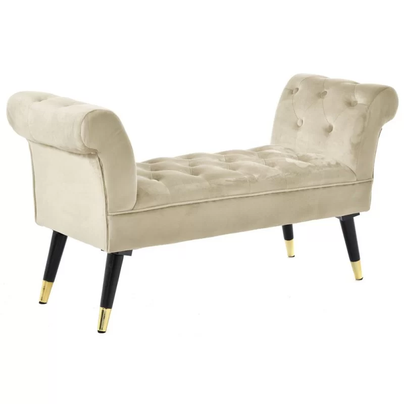 Bancheta Ottoman Cream Velvet 114 cm x 40 cm x 60 cm Bancheta Ottoman Cream Velvet 114 cm x 40 cm x 60 cm