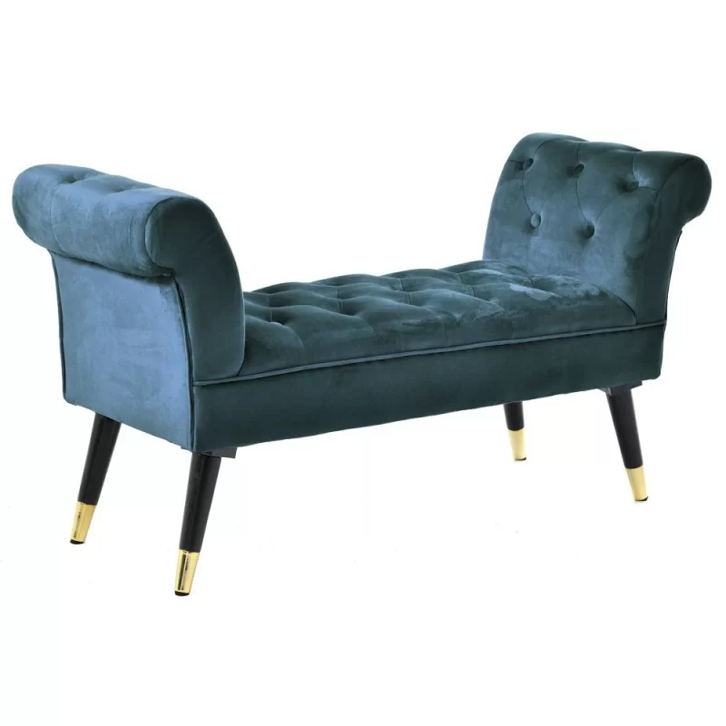 Bancheta Ottoman Blue Petrol Velvet 114 cm x 40 cm x 60 cm Bancheta Ottoman Blue Petrol Velvet 114 cm x 40 cm x 60 cm