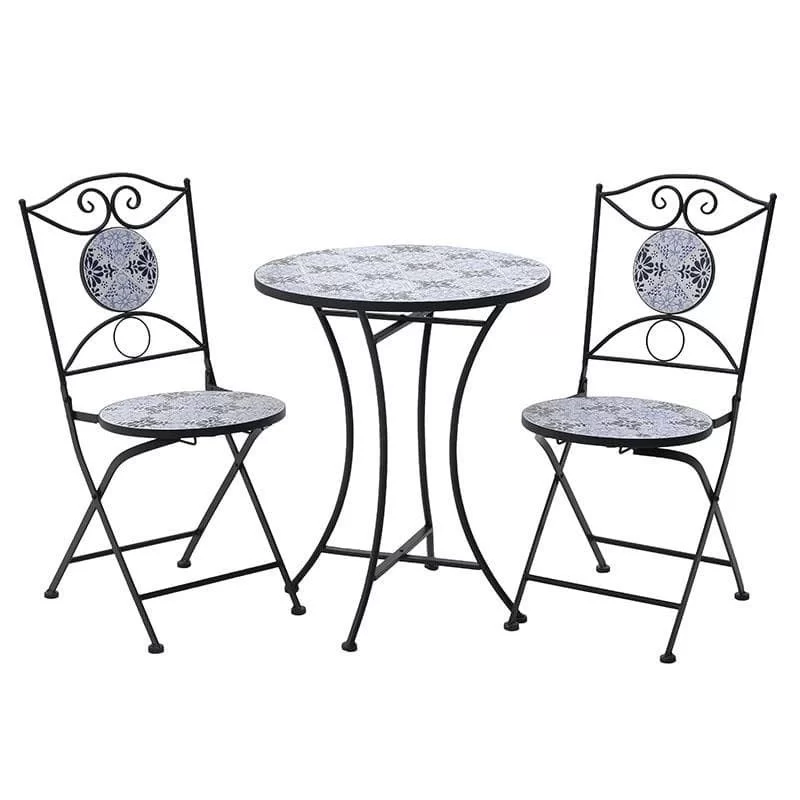 Set masa si 2 scaune din fier Mosaic Set masa si 2 scaune din fier Mosaic