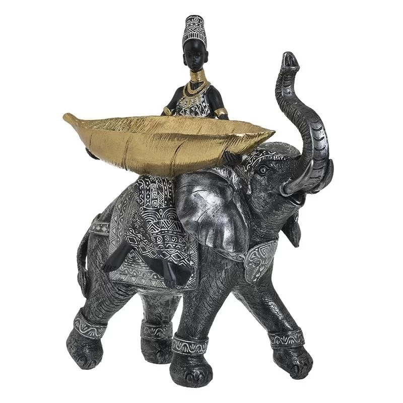 Elefant decor din rasina Black Gold 32 cm x 37 cm