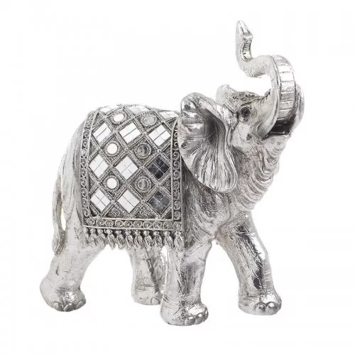 Elefant decor din rasina Silver 22 cm x 23 cm