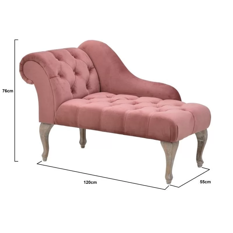 Divan Pink Velvet 120cm x 55cm x 76cm - 5