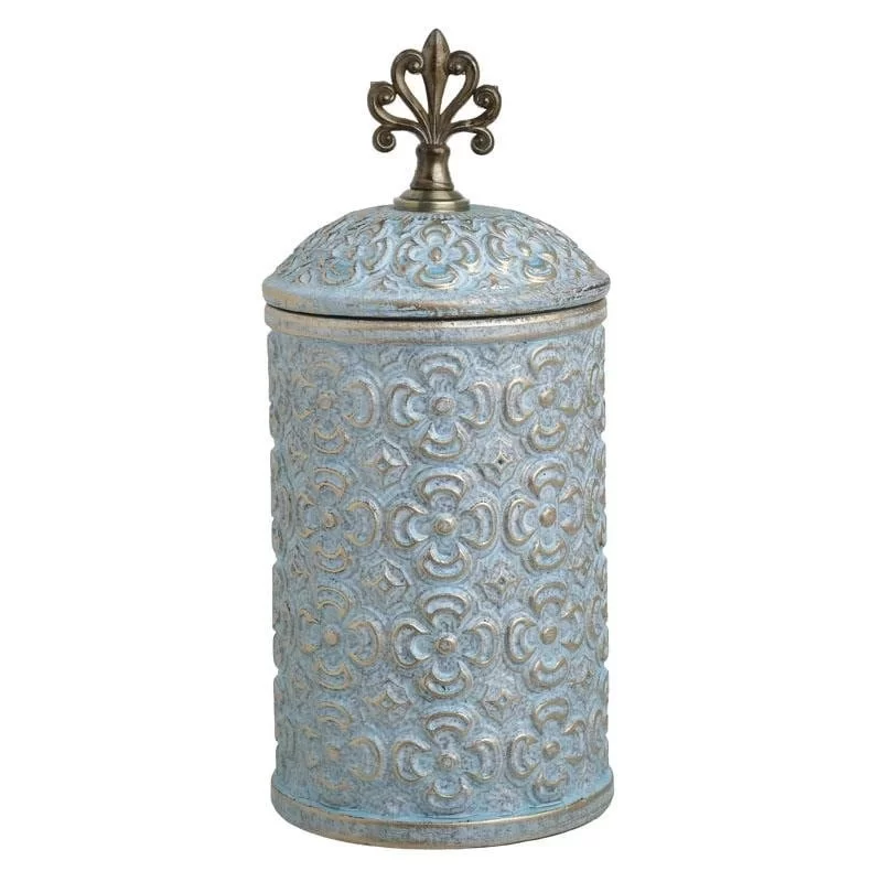 Vaza din ceramica Antique Blue Gold cu capac 15 cm x 34 cm