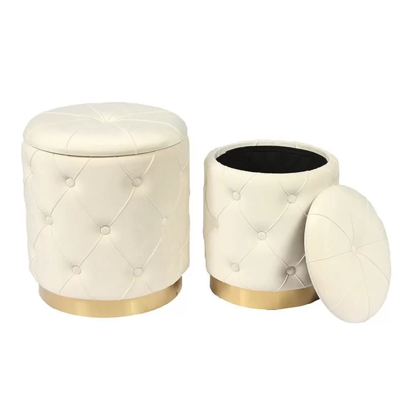 Set 2 taburete White Gold cu spatiu depozitare Set 2 taburete White Gold cu spatiu depozitare
