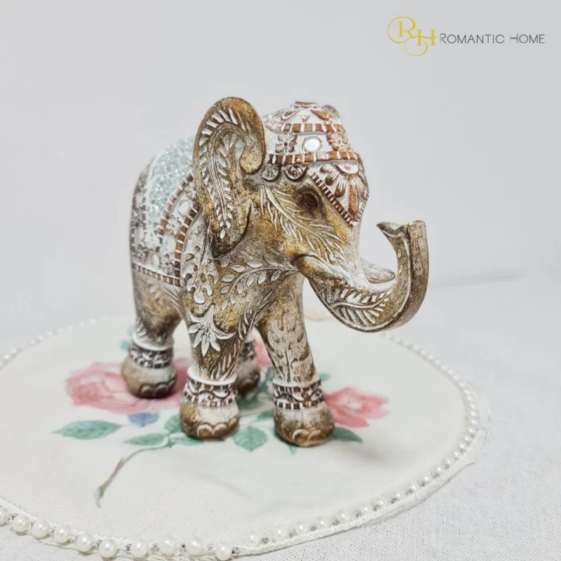 Elefant decor din rasina Antique Beige 18 cm x 16 cm