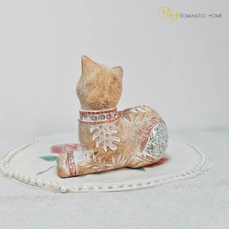 Pisica decor din rasina 15 cm x 14 cm - Romantic Home