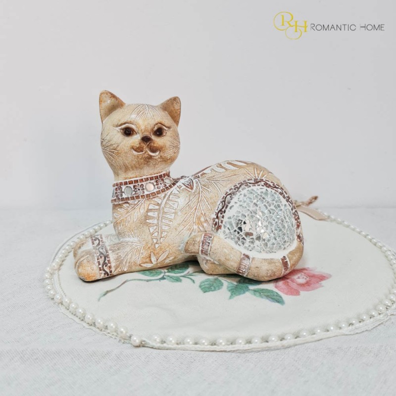 Pisica decor din rasina 19 cm x 14 cm - Romantic Home