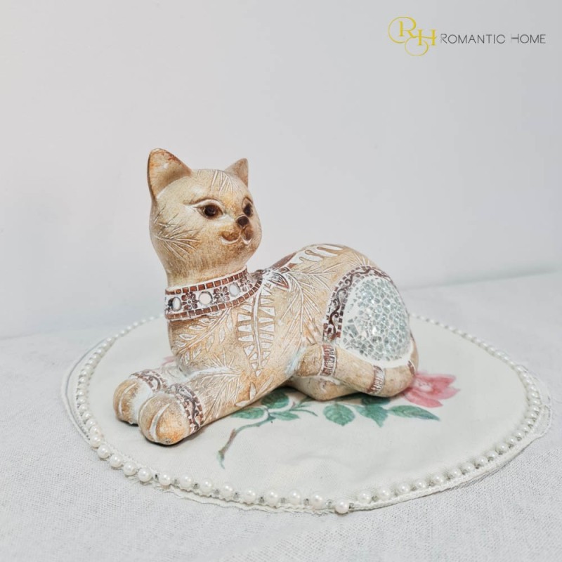 Pisica decor din rasina 19 cm x 14 cm - Romantic Home