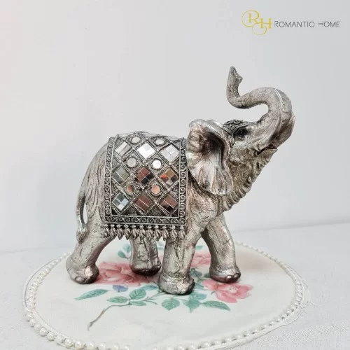 Elefant decor din rasina Silver 22 cm x 23 cm