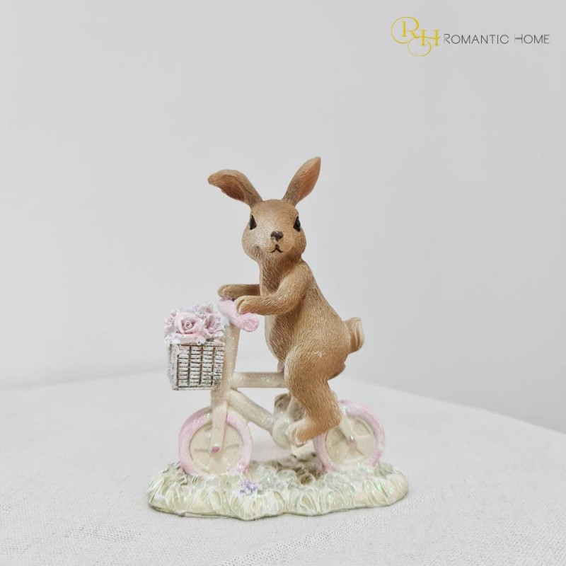 Iepuras on Bicycle din rasina 11 x 14 cm - Romantic Home