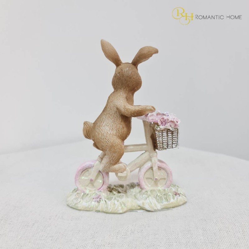 Iepuras on Bicycle din rasina 11 x 14 cm - Romantic Home