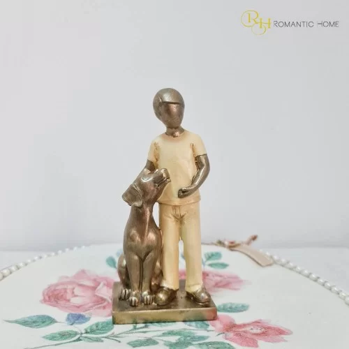Figurina din rasina Boy with Dog 7 cm x 16 cm - 2
