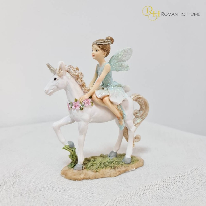 Figurina Fairy on Unicorn din rasina 11 cm x 14 cm - Romantic Home