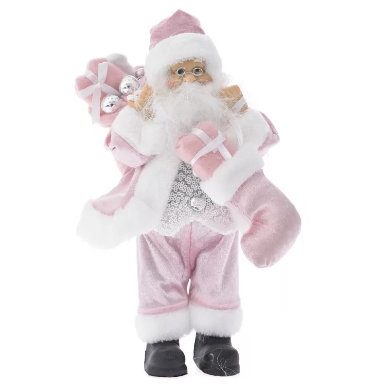 Santa Pink Velvet with gifts 30 cm
