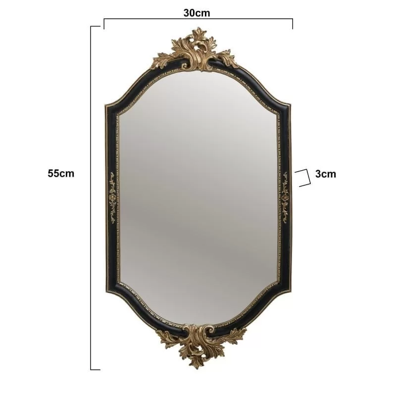 Oglinda perete din rasina Black Gold 30 cm x 55 cm