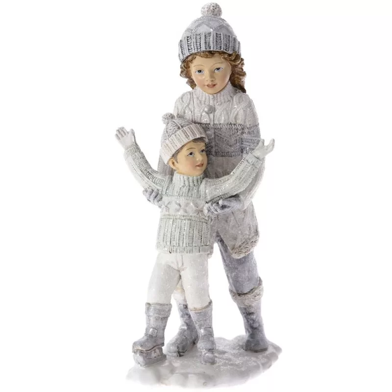 Figurina Xmas Grey Mom Child din rasina 11 cm x 8 cm x 21 cm