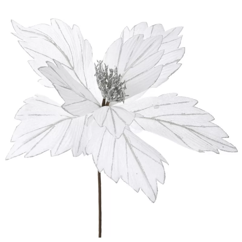 Set 3 Xmas Flower White Silver 50 cm Set 3 Xmas Flower White Silver 50 cm