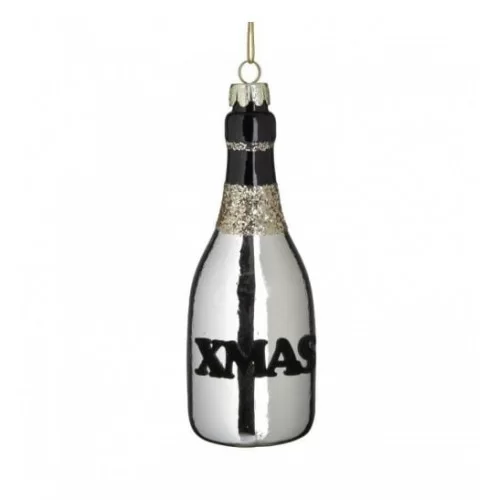 Set 4 ornamente brad Champagne Bottle 5 cm x 14 cm