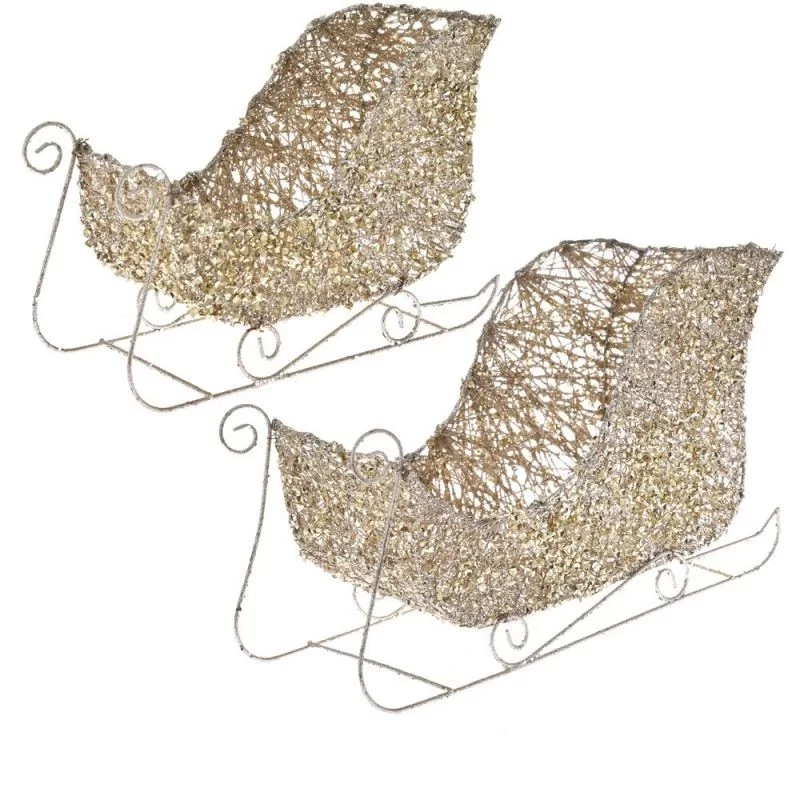 Set 2 saniute decor metalice Golden Glitter