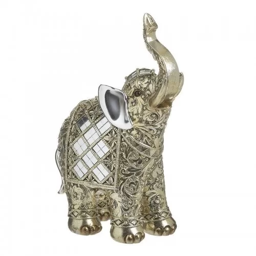 Elefant decor din rasina Golden Silver 17 cm x 23 cm