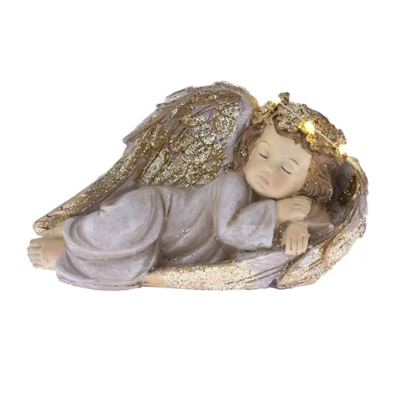 Ingeras Sleeping decor din rasina cu LED Grey Gold Ingeras Sleeping decor din rasina cu LED Grey Gold