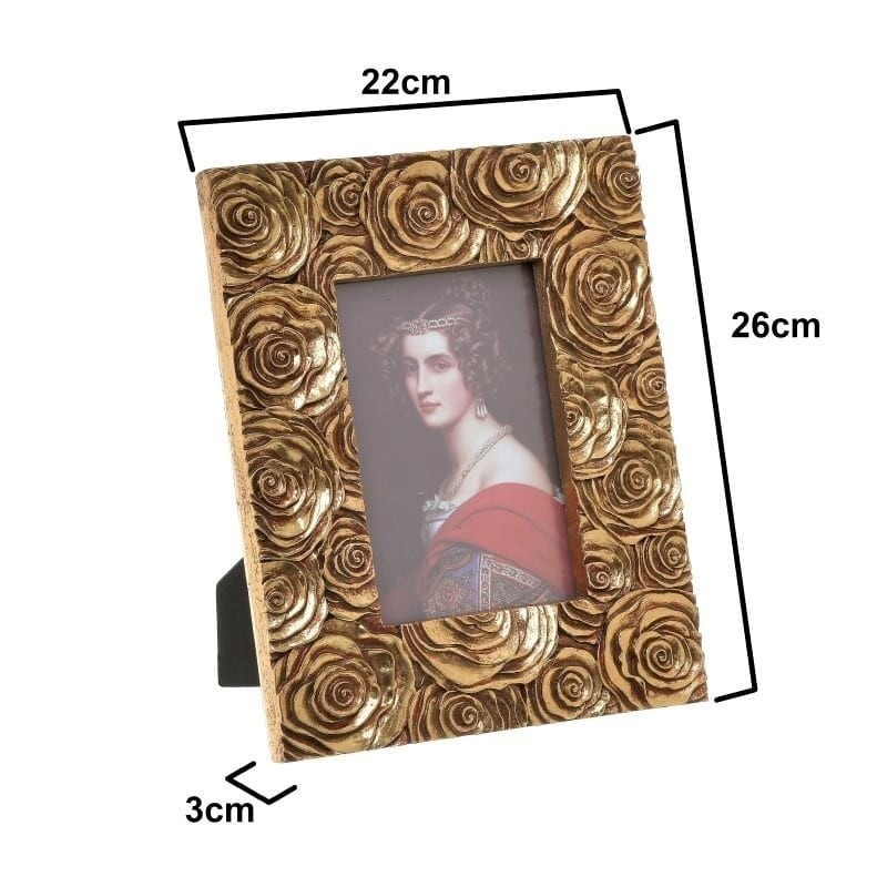 Rama foto din rasina Roses Antique Golden 13 x 18 cm - Romantic Home