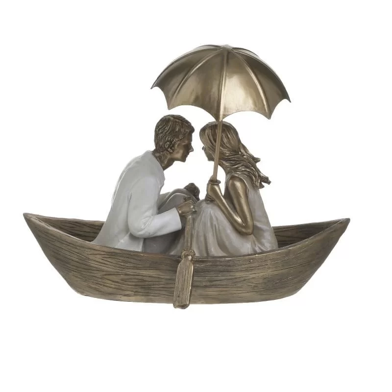 Figurina rasina Golden Couple on Boat 22 cm