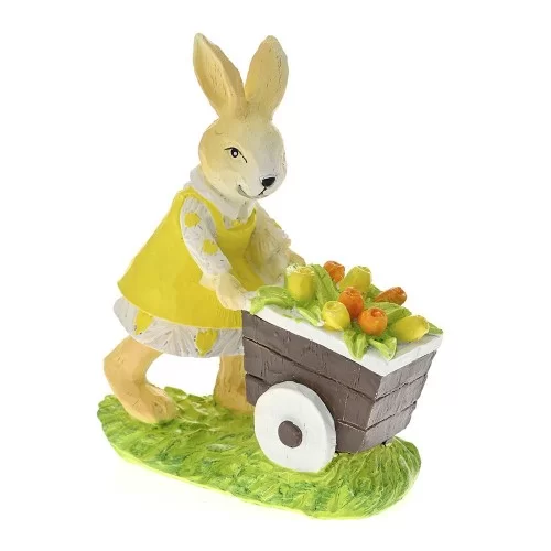 Figurina din rasina Iepuras cu flori