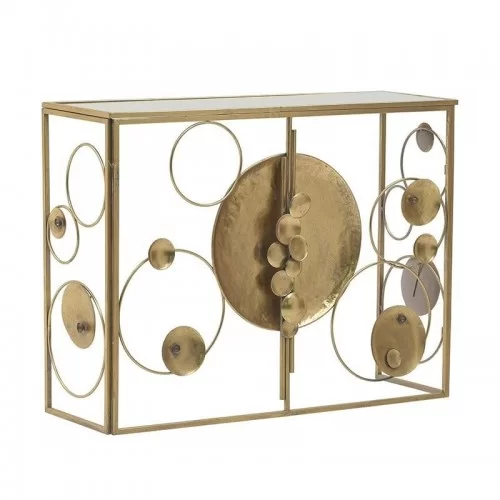 Consola din metal si sticla Golden Circles 100 cm