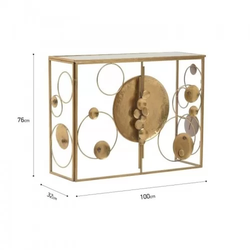 Consola din metal si sticla Golden Circles 100 cm