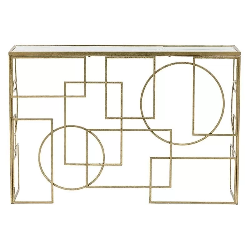 Consola din metal si oglinda Modern Geometry 120 cm