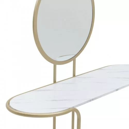 Consola metalica auriu cu oglinda Hall Stand 140 cm